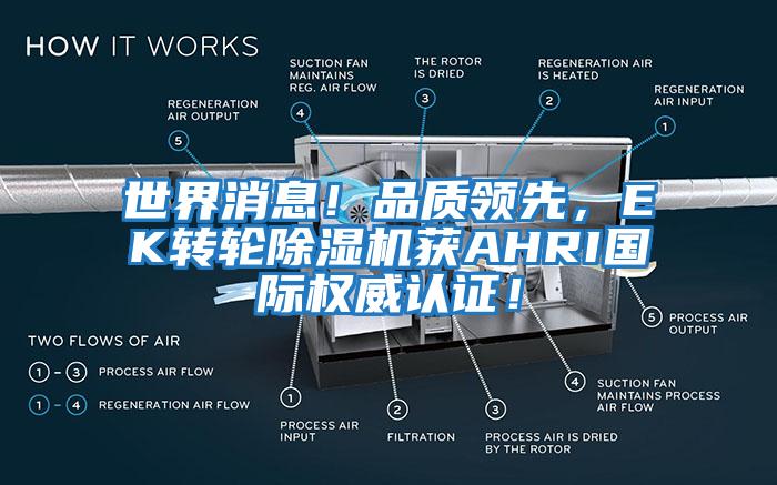 世界消息！品質(zhì)領(lǐng)先，EK轉(zhuǎn)輪除濕機(jī)獲AHRI國際權(quán)威認(rèn)證！